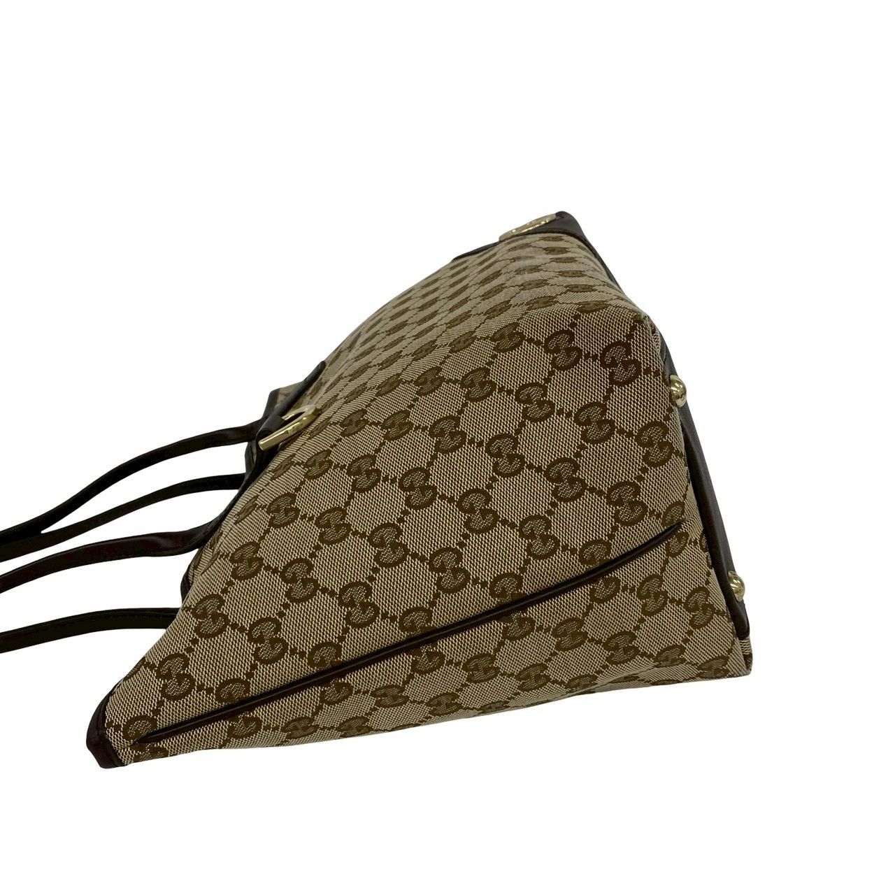 Gucci GG Canvas Logo Tote Boston Bag Brown — view 5