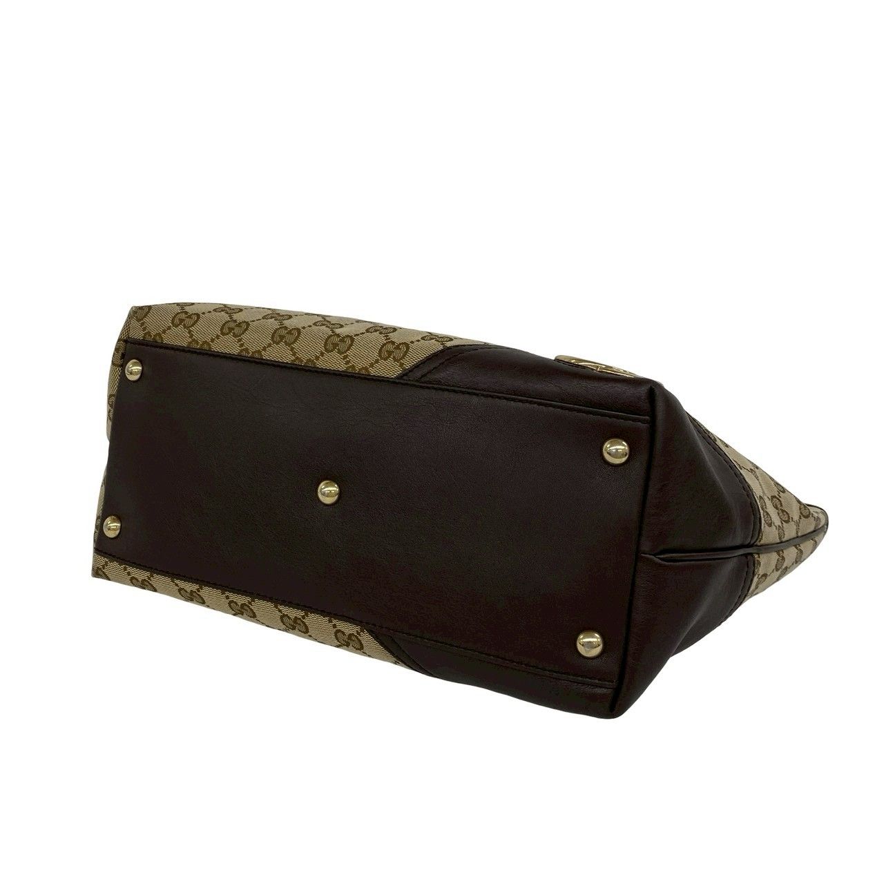 Gucci GG Canvas Logo Tote Boston Bag Brown — view 8