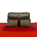 Gucci Vintage Sherry Line GG Logo Leather Shoulder Bag Pochette Brown