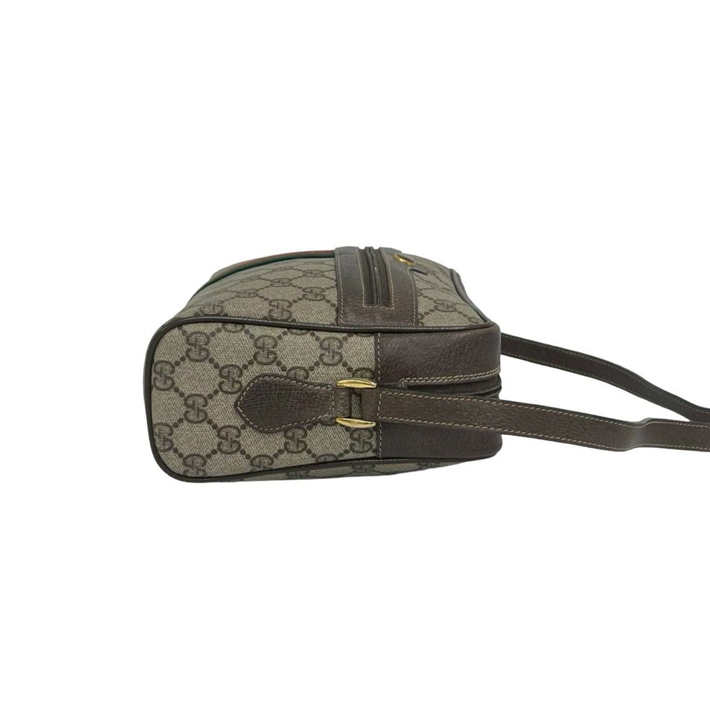 Gucci Vintage Sherry Line GG Logo Leather Shoulder Bag Pochette Brown — view 6