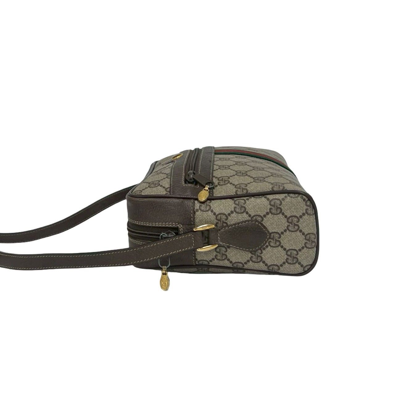 Gucci Vintage Sherry Line GG Logo Leather Shoulder Bag Pochette Brown — view 5