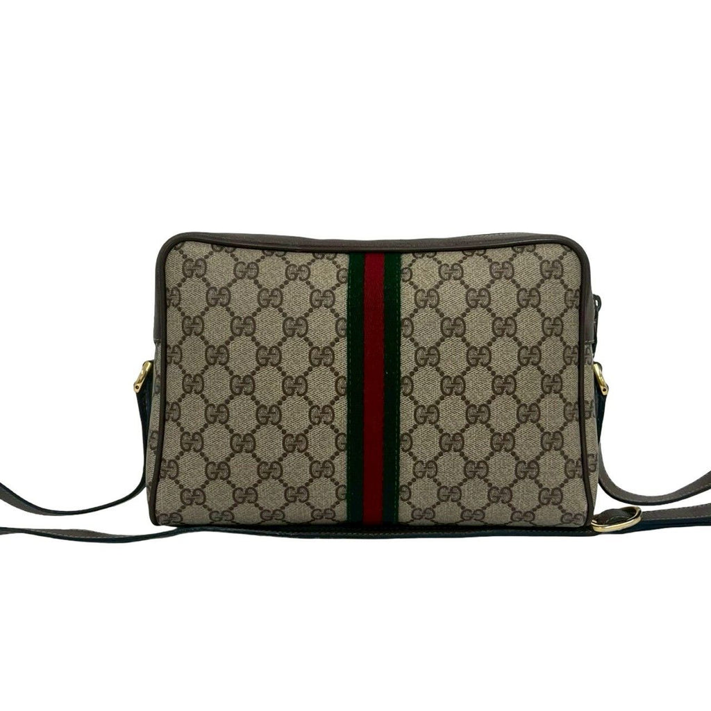 Gucci Vintage Sherry Line GG Logo Leather Shoulder Bag Pochette Brown — view 3