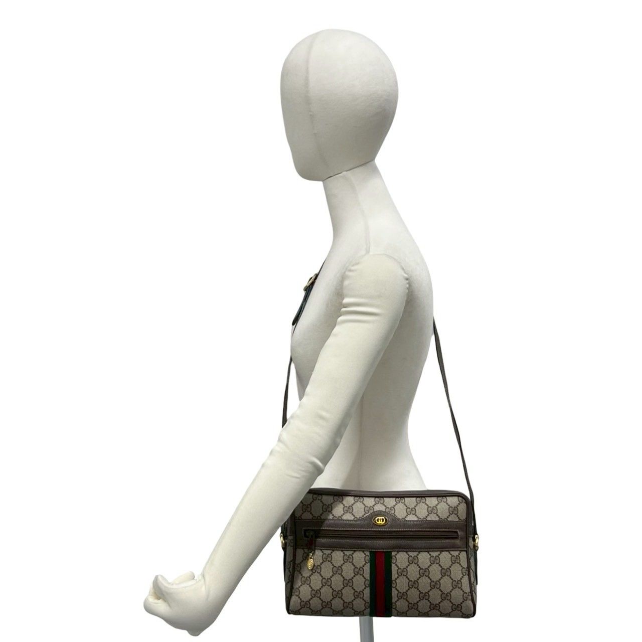 Gucci Vintage Sherry Line GG Logo Leather Shoulder Bag Pochette Brown — view 2