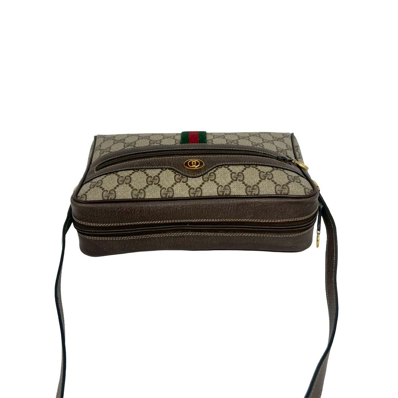 Gucci Vintage Sherry Line GG Logo Leather Shoulder Bag Pochette Brown — view 4