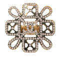 Chanel CC Logo Ring Gold Pink Plated Rhinestone