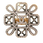 Chanel CC Logo Ring Gold Pink Plated Rhinestone