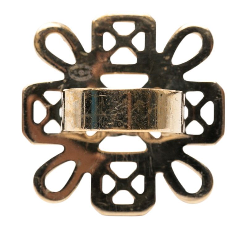 Chanel CC Logo Ring Gold Pink Plated Rhinestone — view 3