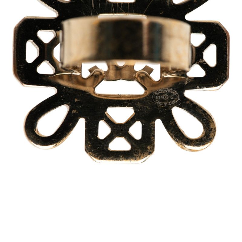 Chanel CC Logo Ring Gold Pink Plated Rhinestone — view 4
