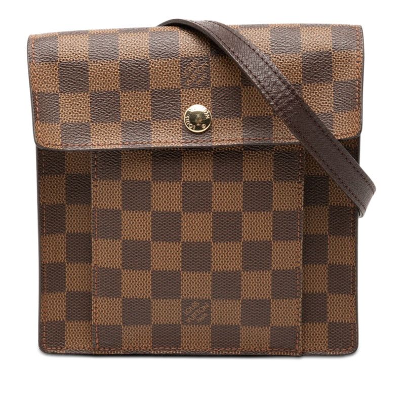 Louis Vuitton Damier Pimlico Shoulder Bag Brown Leather