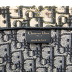 Dior Oblique Embroidery Book Tote Handbag Navy Beige Canvas — view 5