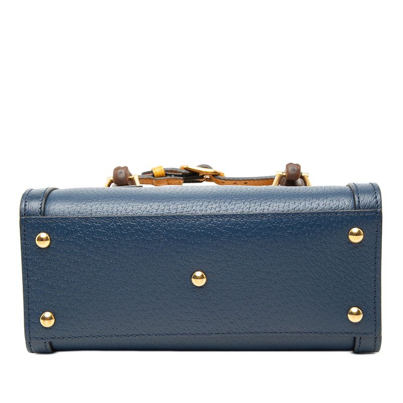Gucci Bambu Diana Mini Tote 2-Way Shoulder Bag Blue Yellow Leather — view 3
