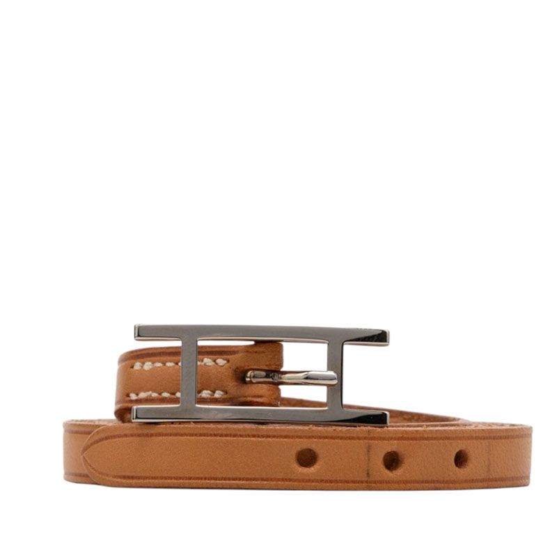 Hermes Hapi 3 Long Bracelet Quadruple Strand Brown Leather