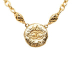 Chanel Quilted CC Logo Vintage Chain Necklace Gold Plated — view 2