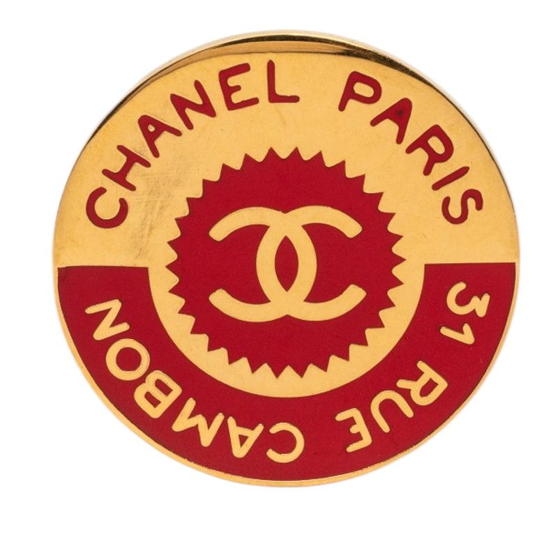 Chanel 31 Rue Cambon le CC Logo Brooch Gold Red Plated