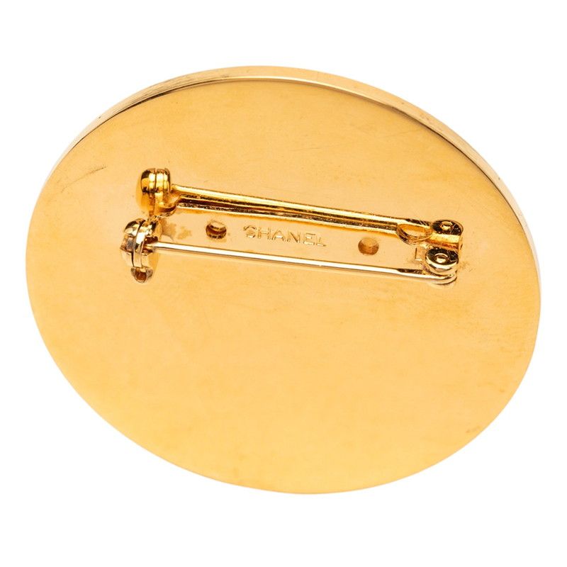 Chanel 31 Rue Cambon le CC Logo Brooch Gold Red Plated — view 3