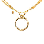 Chanel Vintage CC Logo Loupe Magnifying Glass Pendant Chain Necklace Gold