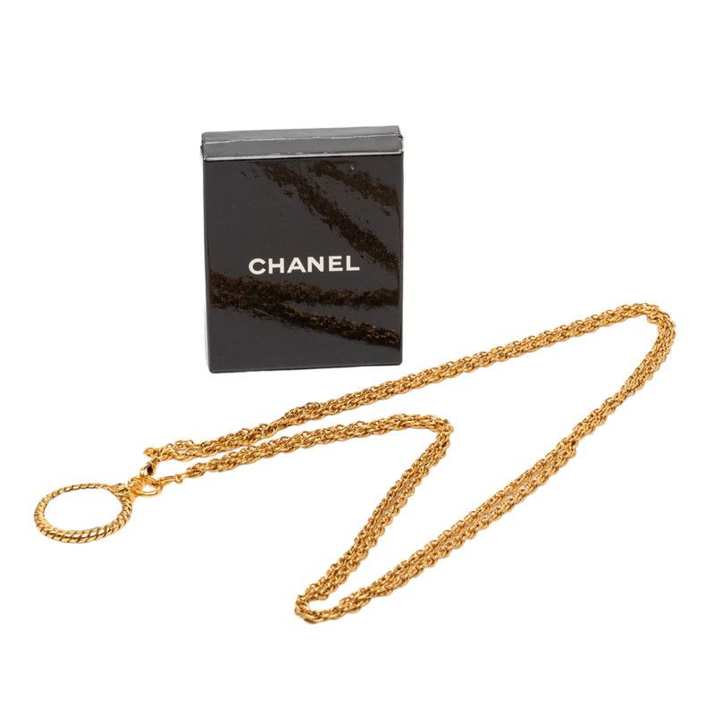Chanel Vintage CC Logo Loupe Magnifying Glass Pendant Chain Necklace Gold — view 6