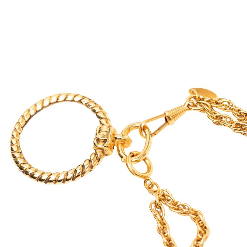 Chanel Vintage CC Logo Loupe Magnifying Glass Pendant Chain Necklace Gold — view 3