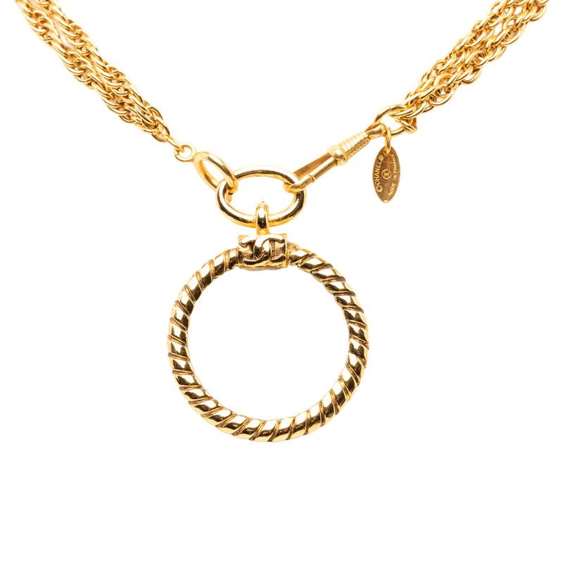 Chanel Vintage CC Logo Loupe Magnifying Glass Pendant Chain Necklace Gold — view 2
