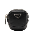 Prada with Elastic Band Mini Pouch Black Leather