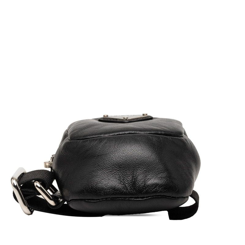 Prada with Elastic Band Mini Pouch Black Leather — view 3