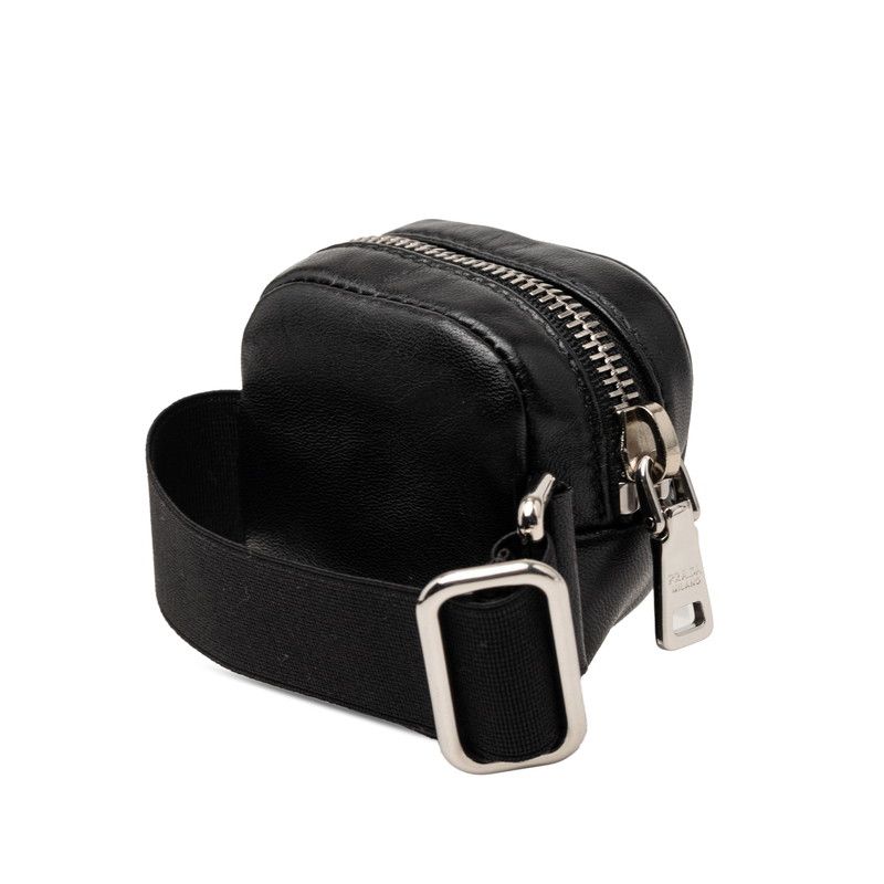 Prada with Elastic Band Mini Pouch Black Leather — view 2