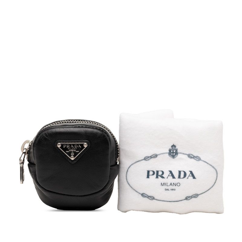 Prada with Elastic Band Mini Pouch Black Leather — view 6