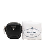 Prada with Elastic Band Mini Pouch Black Leather — view 6