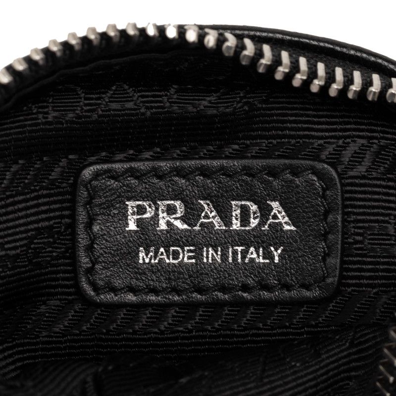 Prada with Elastic Band Mini Pouch Black Leather — view 5