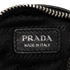 Prada with Elastic Band Mini Pouch Black Leather — view 5