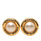 Chanel 31 Rue Cambon Vintage Earrings Gold Plated Faux Pearl