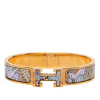 Hermes Click PM Animaux Camoufles Bangle Bracelet Gold Multicolor Plated