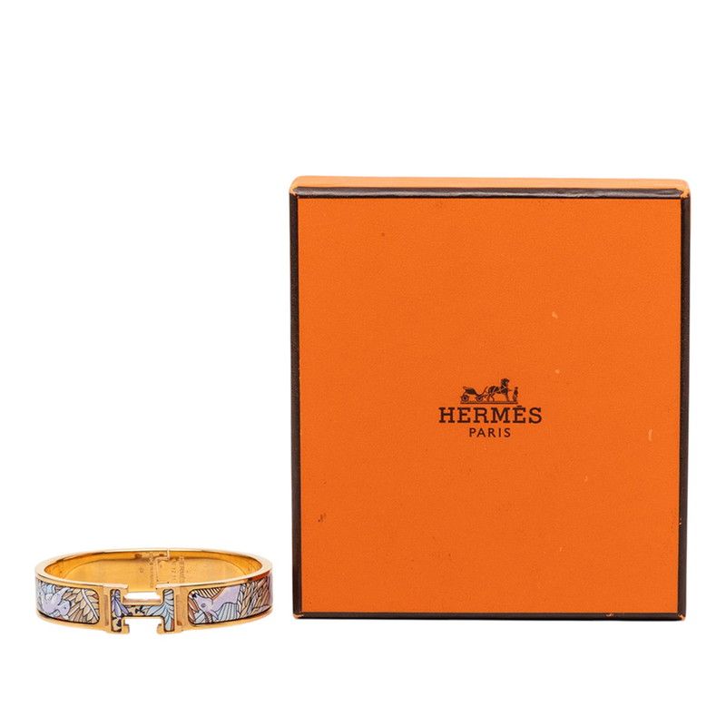 Hermes Click PM Animaux Camoufles Bangle Bracelet Gold Multicolor Plated — view 6