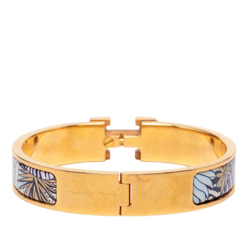 Hermes Click PM Animaux Camoufles Bangle Bracelet Gold Multicolor Plated — view 3