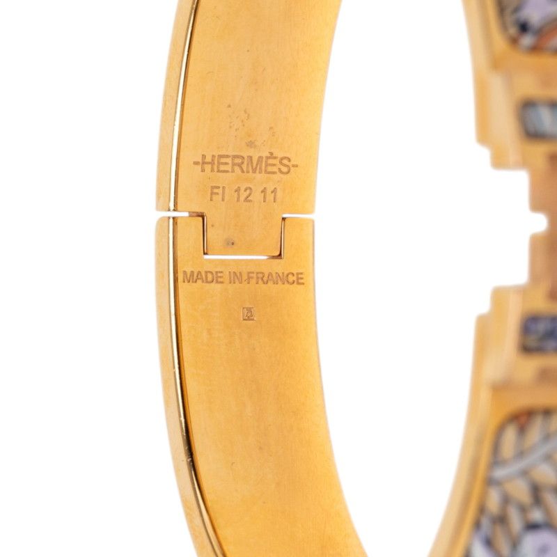 Hermes Click PM Animaux Camoufles Bangle Bracelet Gold Multicolor Plated — view 5