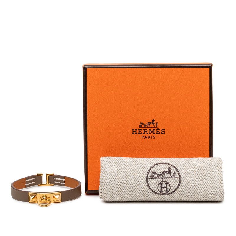 Hermes Rival Mini Bracelet Etoupe Leather — view 8
