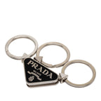 Prada Key Holder Silver Black Metal