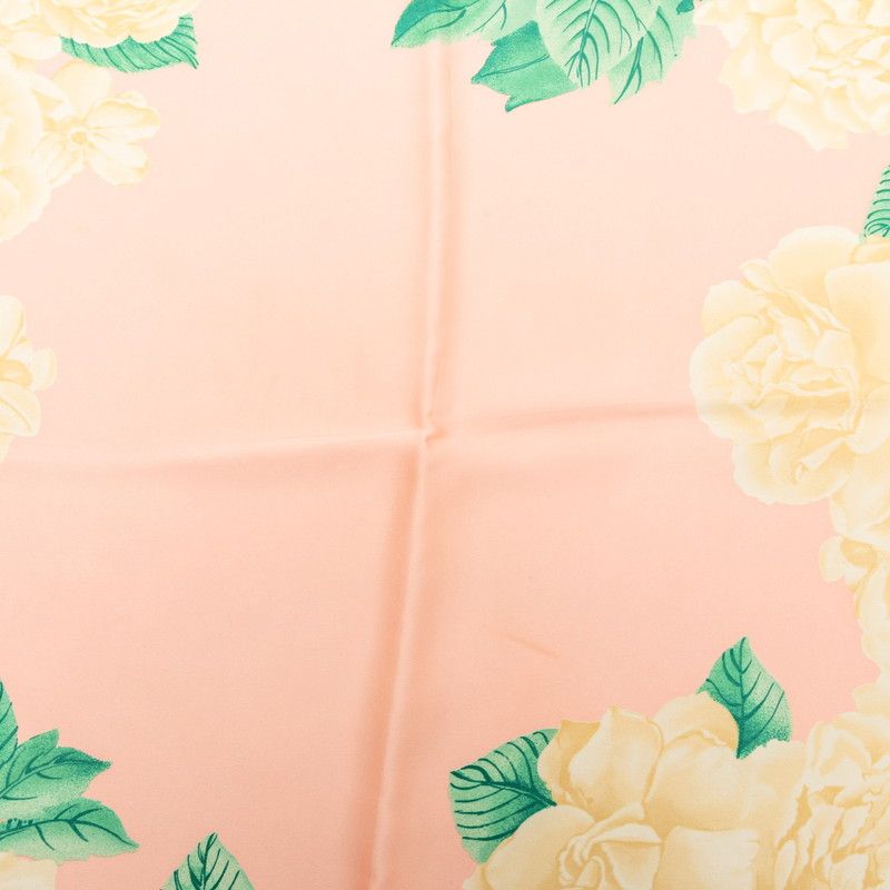 Chanel CC Logo Camellia Scarf Pink Beige Silk — view 2