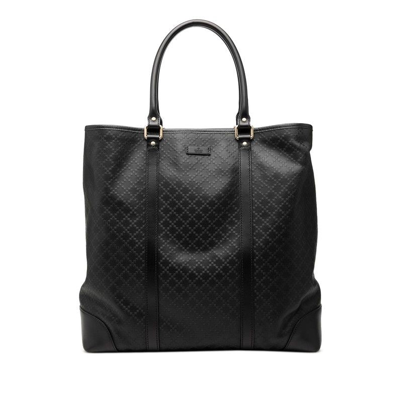 Gucci Diamante Tote Shoulder Bag Black Leather