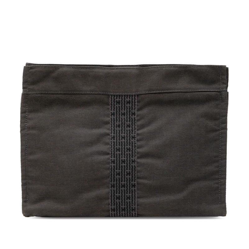Hermes Her Line Clutch Gray Canvas