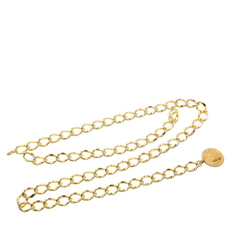 Chanel CC Logo Rue Cambon Paris Vintage Chain Belt Double Strand Gold Plated