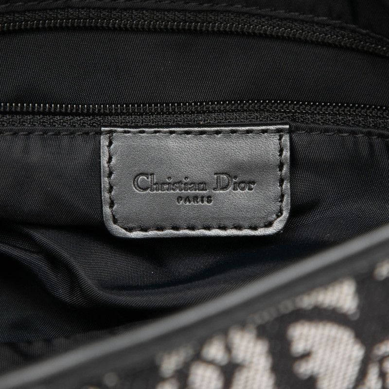 Dior Trotter Saddle Handbag Shoulder Black Gray Canvas Leather — view 5