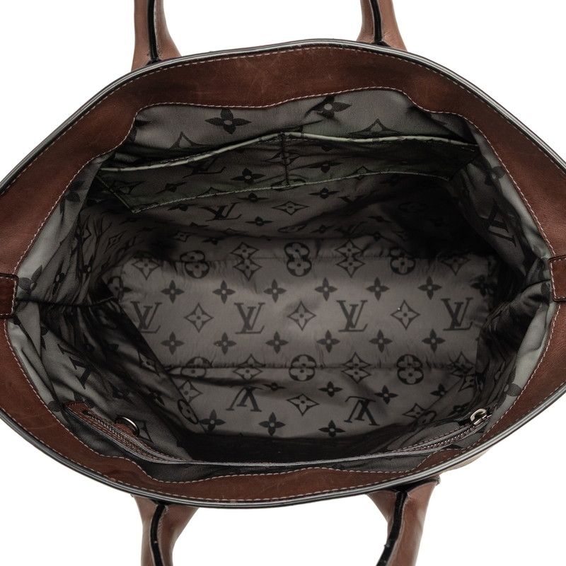 Louis Vuitton Shaco Tote Shoulder Bag 2-Way Gray Brown Canvas Leather — view 4