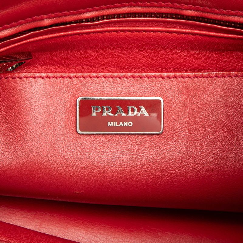 Prada 2-Way Shoulder Bag Navy Red Leather — view 5
