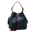 Prada 2-Way Shoulder Bag Navy Red Leather