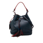Prada 2-Way Shoulder Bag Navy Red Leather