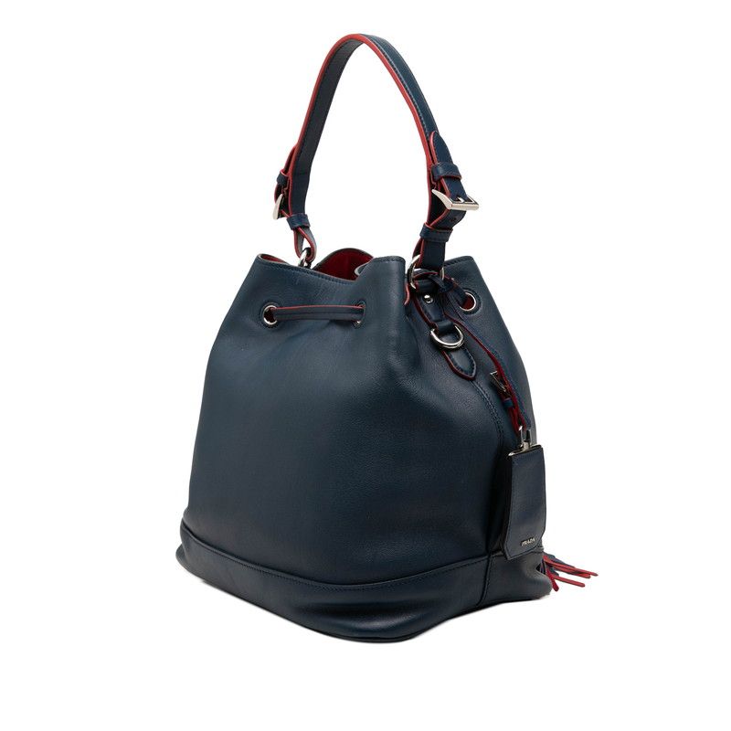 Prada 2-Way Shoulder Bag Navy Red Leather — view 2