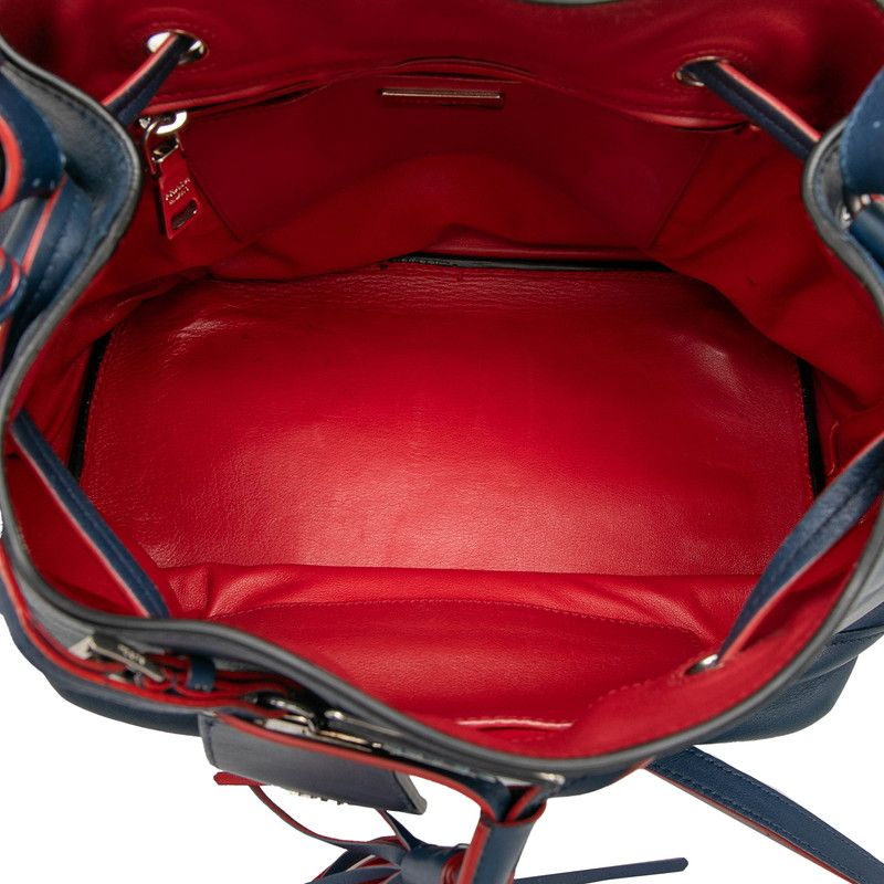 Prada 2-Way Shoulder Bag Navy Red Leather — view 4