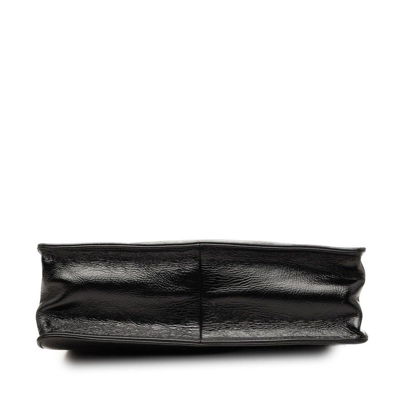 Chanel CC Logo Chain Tote Shoulder Bag Black Leather — view 3