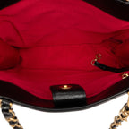 Chanel CC Logo Chain Tote Shoulder Bag Black Leather — view 4